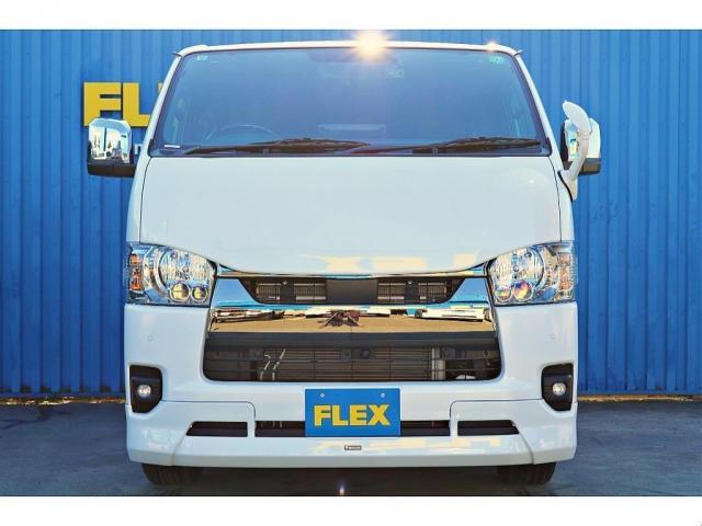 ハイエースバン スーパーGL ダークプライムII バットフェイスボンネット モデリスタフルエアロ リアバンパー FLEXオーバーフェンダー FLEXアルティメットVer2テール FLEXバルベロHEXホイール アルパインBIGX11インチナビ(16枚目)