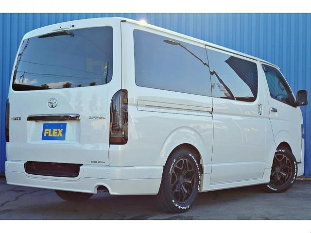 ハイエースバン スーパーGL ダークプライムII バットフェイスボンネット モデリスタフルエアロ リアバンパー FLEXオーバーフェンダー FLEXアルティメットVer2テール FLEXバルベロHEXホイール アルパインBIGX11インチナビ(21枚目)