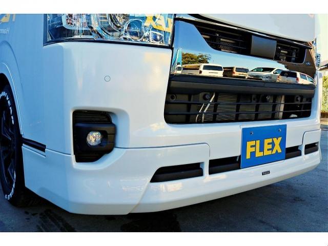 ハイエースバン スーパーGL ダークプライムII バットフェイスボンネット モデリスタフルエアロ リアバンパー FLEXオーバーフェンダー FLEXアルティメットVer2テール FLEXバルベロHEXホイール アルパインBIGX11インチナビ(22枚目)
