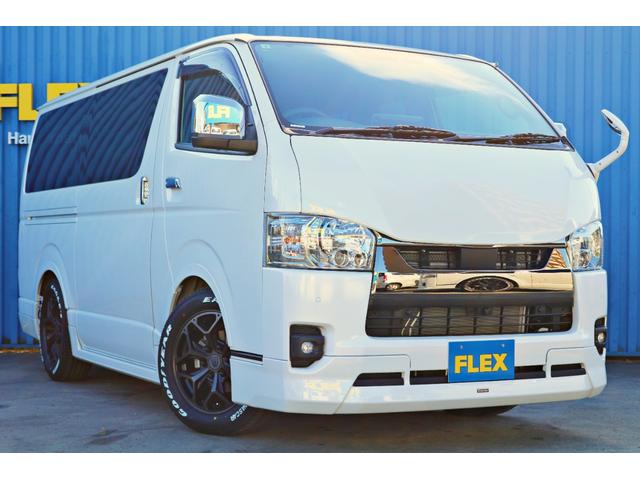 ハイエースバン スーパーGL ダークプライムII バットフェイスボンネット モデリスタフルエアロ リアバンパー FLEXオーバーフェンダー FLEXアルティメットVer2テール FLEXバルベロHEXホイール アルパインBIGX11インチナビ(28枚目)