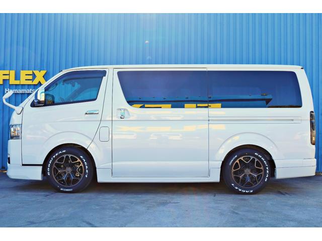 ハイエースバン スーパーGL ダークプライムII バットフェイスボンネット モデリスタフルエアロ リアバンパー FLEXオーバーフェンダー FLEXアルティメットVer2テール FLEXバルベロHEXホイール アルパインBIGX11インチナビ(33枚目)