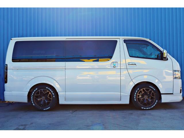 ハイエースバン スーパーGL ダークプライムII バットフェイスボンネット モデリスタフルエアロ リアバンパー FLEXオーバーフェンダー FLEXアルティメットVer2テール FLEXバルベロHEXホイール アルパインBIGX11インチナビ(34枚目)