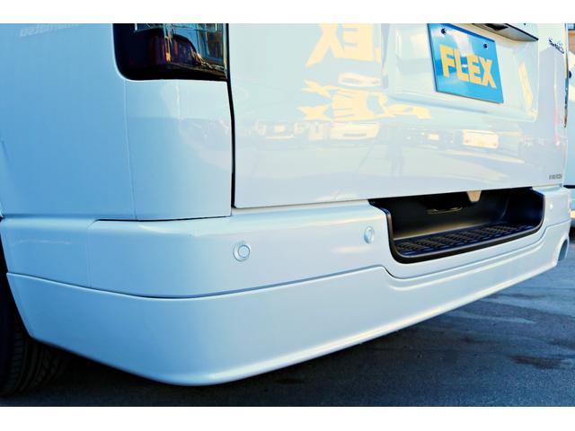 ハイエースバン スーパーGL ダークプライムII バットフェイスボンネット モデリスタフルエアロ リアバンパー FLEXオーバーフェンダー FLEXアルティメットVer2テール FLEXバルベロHEXホイール アルパインBIGX11インチナビ(41枚目)