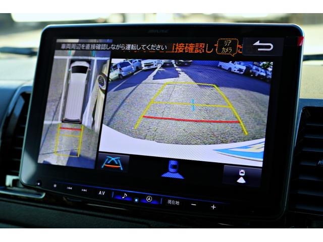 ハイエースバン スーパーGL ダークプライムII バットフェイスボンネット モデリスタフルエアロ リアバンパー FLEXオーバーフェンダー FLEXアルティメットVer2テール FLEXバルベロHEXホイール アルパインBIGX11インチナビ(53枚目)