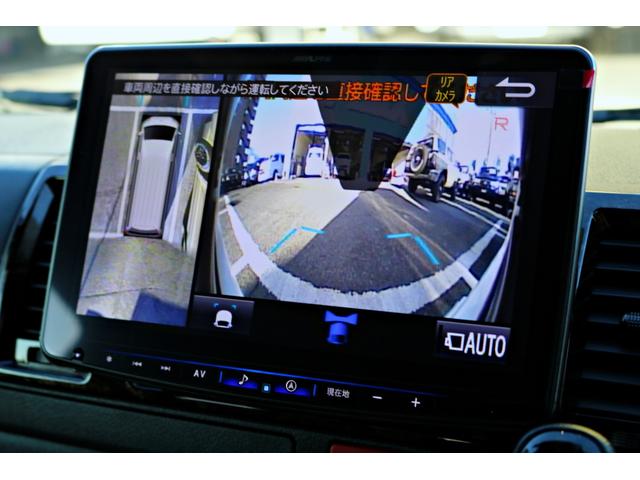 ハイエースバン スーパーGL ダークプライムII バットフェイスボンネット モデリスタフルエアロ リアバンパー FLEXオーバーフェンダー FLEXアルティメットVer2テール FLEXバルベロHEXホイール アルパインBIGX11インチナビ(55枚目)