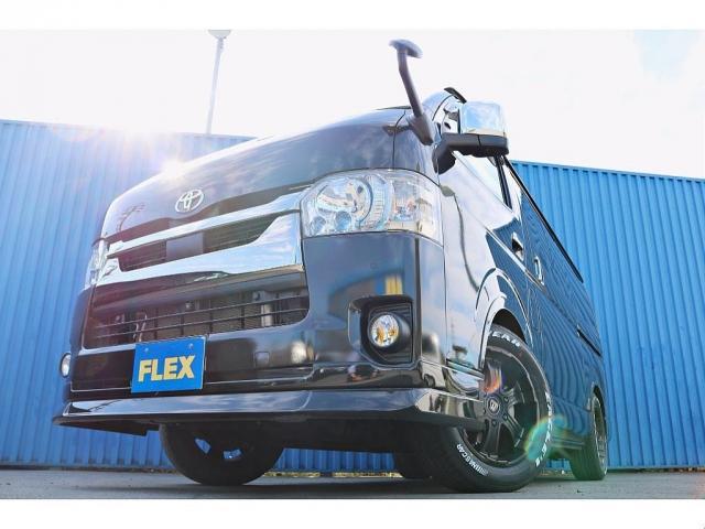 ハイエースバン スーパーGL ダークプライムII FLEXフロントスポイラー オバフェン W-DEEPSホイール アルティメットテール フリップアップベッド 1.5ローダウン 室内サイドバー パナ7インチナビ パイオニア天井スピーカー&フリップダウン(15枚目)