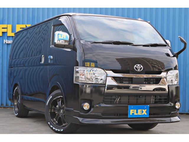ハイエースバン スーパーGL ダークプライムII FLEXフロントスポイラー オバフェン W-DEEPSホイール アルティメットテール フリップアップベッド 1.5ローダウン 室内サイドバー パナ7インチナビ パイオニア天井スピーカー&フリップダウン(28枚目)