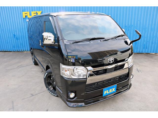 ハイエースバン スーパーGL ダークプライムII FLEXフロントスポイラー オバフェン W-DEEPSホイール アルティメットテール フリップアップベッド 1.5ローダウン 室内サイドバー パナ7インチナビ パイオニア天井スピーカー&フリップダウン(32枚目)