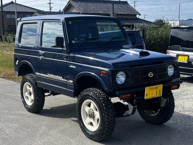 ジムニー ランドベンチャー ブルーM MT5速 シートカバー リフトアップGeolandar M/T 6.50R16 ブラッドレーホイール前後社外バンパー 新品天井ETC付きエアコン(2枚目)