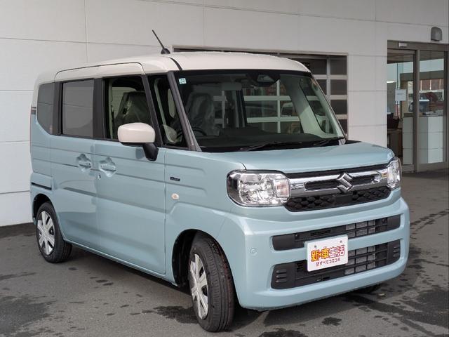 スペーシア ハイブリッドＸ　届出済未使用車！　両側電動スライドドア　クリアランスソナー　レーンアシスト　衝突被害軽減システム　オートライト　ＬＥＤヘッドランプ　スマートキー　アイドリングストップ　電動格納ミラー　シートヒーター（2枚目）