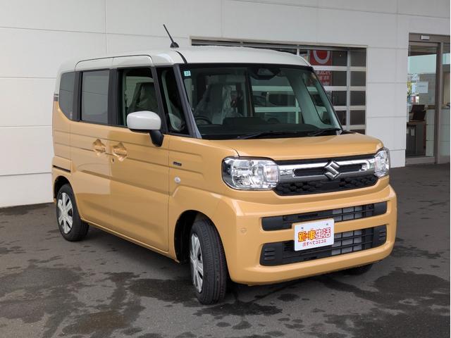 スペーシア ハイブリッドＸ　届出済未使用車！　両側電動スライドドア　クリアランスソナー　レーンアシスト　衝突被害軽減システム　オートライト　ＬＥＤヘッドランプ　スマートキー　アイドリングストップ　電動格納ミラー　シートヒーター（3枚目）