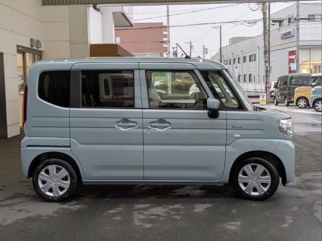 スペーシア ハイブリッドＧ　届出未使用車　両側スライドドア　クリアランスソナー　衝突被害軽減システム　オートライト　ＬＥＤヘッドランプ　スマートキー　アイドリングストップ　電動格納ミラー　ＣＶＴ　盗難防止システム　ＡＢＳ　ＥＳＣ（4枚目）