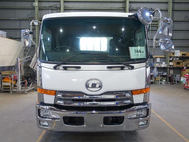 １４６番　新中型免許ＯＫ　増トン　垂直パワーゲート６００ｋｇ　平ボデー　積載５．８ｔ　総重量１０９９０ｋｇ　荷台鉄板張り　左電動格納ミラー　ＥＴＣ　集中ドアロック有り　車両サイズ７７６Ｘ２２８高２５８　荷台内寸５６７Ｘ２１７アルミアオリ高６０(8枚目)