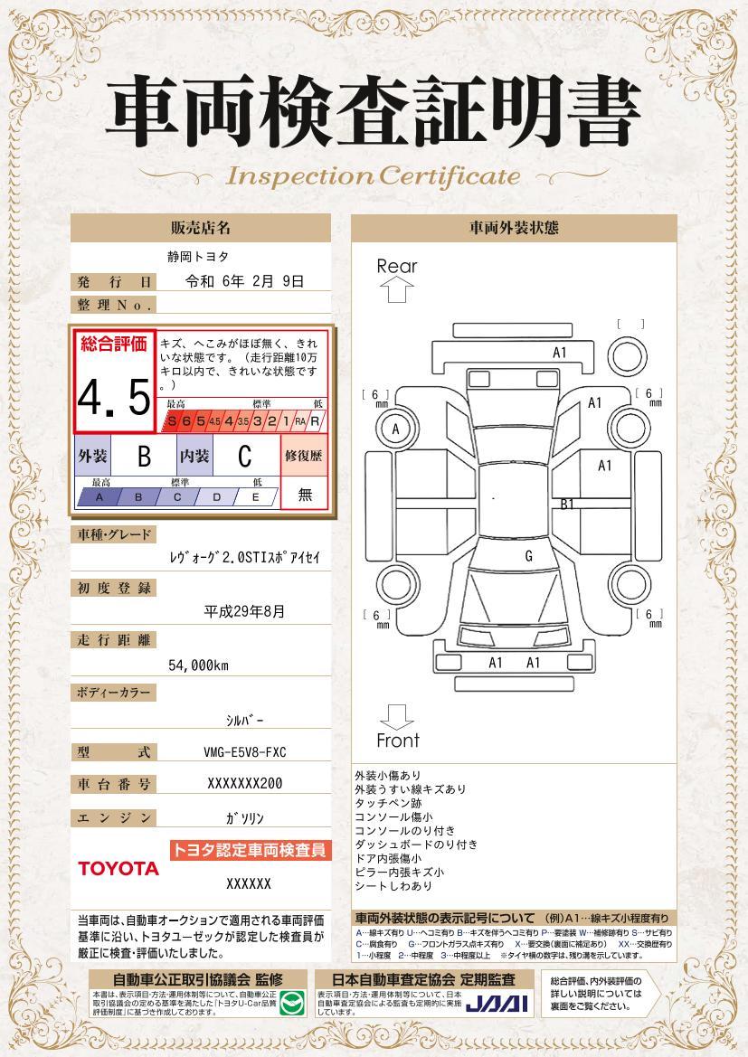 車両状態評価書