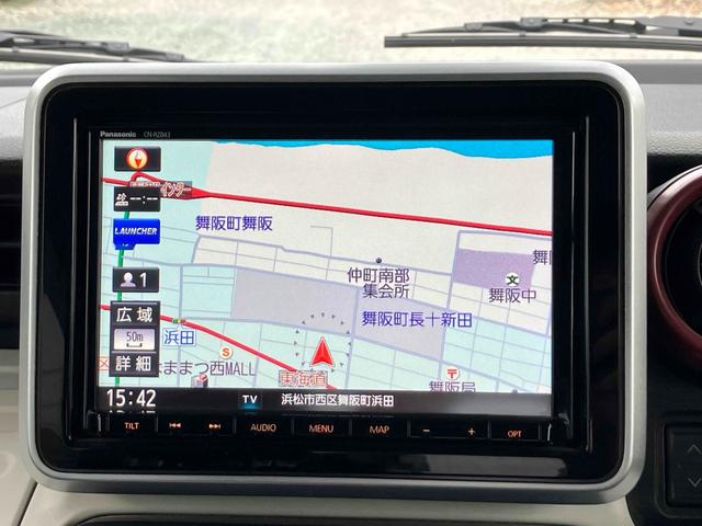 スペーシア ハイブリッドG ドライブレコーダー ETC 全周囲カメラ 両側スライドドア ナビ TV クリアランスソナー レーンアシスト 衝突被害軽減システム オートライト スマートキー アイドリングストップ 電動格納ミラー(4枚目)