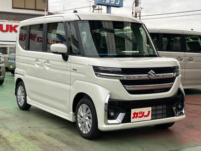 スペーシアカスタム ハイブリッドGS 届出済未使用車 純正マット バイザー 片側電動スライドドア セーフティーサポート アダクティブクルーズコントロール シートヒーター LEDヘッドライト(3枚目)