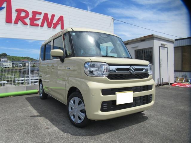 スペーシア ハイブリッドG 届出済未使用車 オートLEDライト オートハイビーム 前後ブレーキアシスト 両側スライドドア フットパーキング 先行車&青信号対応発進お知らせ機能 ヒルホールドコントロール オーディオレス(3枚目)