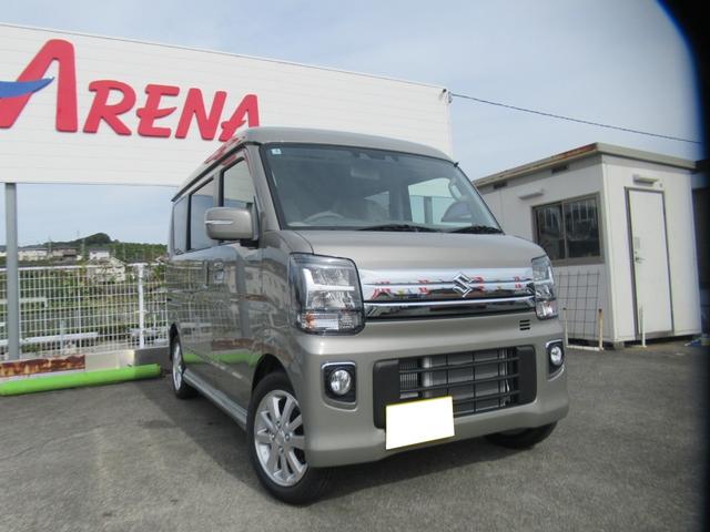 エブリイワゴン ＰＺターボ　届出済未使用車　ハイルーフ　ターボ　片側電動スライド　６スピーカー　前後ブレーキアシスト　シートヒーター　オートＬＥＤライト　アイドリングストップ　ハンドルリモコン　ＵＳＢ充電ソケット　純正アルミ（3枚目）