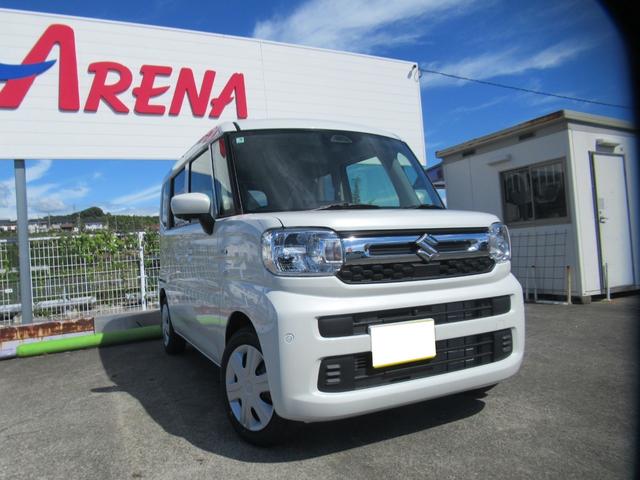 スペーシア ハイブリッドX 届出済未使用車 純正9インチ全方位バックカメラ付ナビ Bluetooth フルセグTV 両側電動スライド 後席用サーキュレーター 左右席シートヒーター 前後ブレーキサポート オートLEDライト(3枚目)