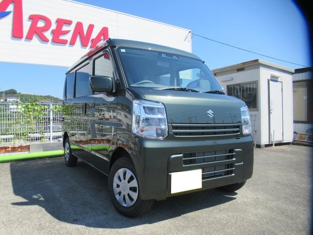 エブリイ PC 届出済未使用車 4WD車 純正バックカメラ付ディスプレイオーディオ Bluetooth再生 USB再生 アップルカープレイ 前後ブレーキサポート オートLEDライト シートヒーター ハイビームアシスト(3枚目)