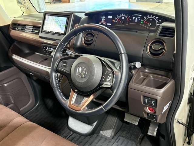 N-BOX G・Lターボホンダセンシングカッパーブラウンスタイル 1年間走行距離無制限保証付き 社外ナビ フルセグ Bカメラ ETC LED 両側(電動)スライドドア スマートキー ベンチシート 過給器設定モデル DVD CD ミュージックサーバー(13枚目)