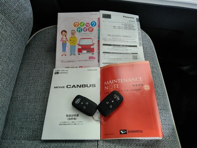 ムーヴキャンバス ストライプスＧ　安全装備　衝突被害軽減システム　横滑り防止機能　ＡＢＳ　エアバッグ　盗難防止装置　アイドリングストップ　バックカメラ　ミュージックプレイヤー接続可　スマートキー　キーレス　フル装備　両側電動スライド（40枚目）