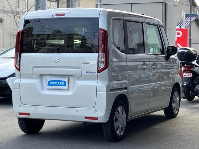 スペーシア ハイブリッドＧ　保証書／セーフティサポート（スズキ）／車線逸脱防止支援システム／ヘッドランプ　ＬＥＤ／ＥＢＤ付ＡＢＳ／横滑り防止装置／禁煙車／衝突安全ボディ／パワーウインドウ／エンジンスタートボタン　ワンオーナー（3枚目）
