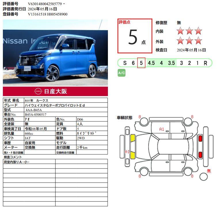 車両状態評価書