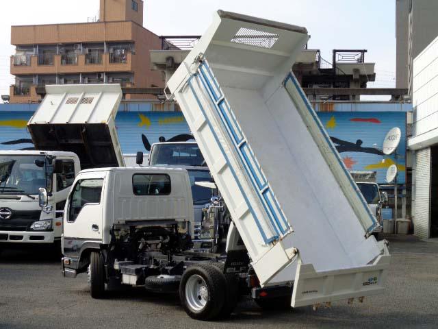 エルフトラック 強化フルフラットローダンプ　３ｔ　新明和ＤＲ２－０１１０ＳＹ・コボレーン・ＡＥＢＳ・３０５ｘ１５９ｘ３７（2枚目）