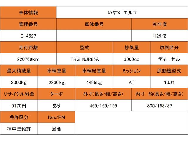 エルフトラック フルフラットロー 積載2000kg 車両総重量4495kg 垂直式パワーゲート ETC 極東PG 電格ミラー アイドリングストップ フォグランプ装備(2枚目)