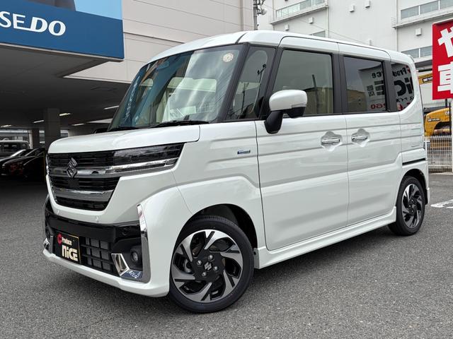 スペーシアカスタム ハイブリッドＸＳターボ　届出済未使用　シートヒーター　衝突軽減　両側パワスラ　ヘッドアップディスプレイ　ＬＥＤヘッドライト　ステアリングヒーター　電動パーキングブレーキ　禁煙車（8枚目）