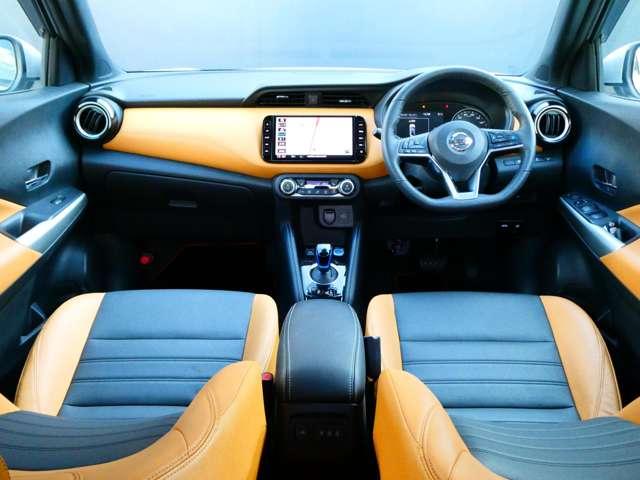 キックス １．２　Ｘ　ツートーン　インテリアエディション　エマージェンシーＢ　セキュリティ　アラウンドモニター　Ｒカメラ　ＬＥＤ　エアコン　ドラレコ　スマートキー　ＥＴＣ　メモリーナビ　サイドエアバック　ＡＷ　キーレス　ワンセグＴＶ　ナビＴＶ　ＡＢＳ（4枚目）