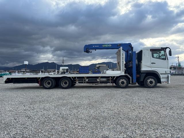 スーパーグレート 重機回送車（大型）クレーン付き　セルフ４段ダダノ製クレーン２．９３ｔ吊り・ラジコン付き・フジタボディ・ハイジャッキ・ウインチ付き・２デフ・木床・手動あゆみ・積載１１．８ｔ・ワンオーナー・フルセグＴＶ・ナビ・ＤＶＤ／ＣＤ・ＥＴＣ付き（4枚目）