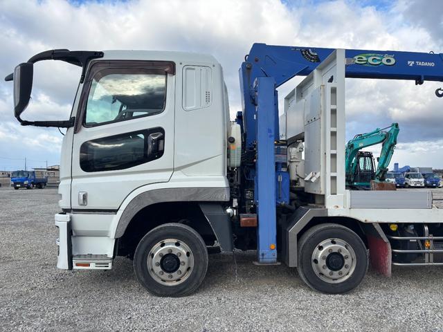 スーパーグレート 重機回送車（大型）クレーン付き　セルフ４段ダダノ製クレーン２．９３ｔ吊り・ラジコン付き・フジタボディ・ハイジャッキ・ウインチ付き・２デフ・木床・手動あゆみ・積載１１．８ｔ・ワンオーナー・フルセグＴＶ・ナビ・ＤＶＤ／ＣＤ・ＥＴＣ付き（6枚目）