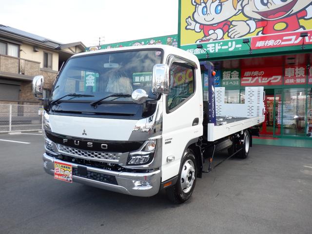 キャンター カスタムワイド超ロング極東フラトップ積載車３トン　新規格対応　１７５馬力　純正メッキパーツ　ＥＺＧＯ　左右ヒーター電格リモコンミラー　蛍光灯　電動パーキング　透明シートカバー　マット＆バイザー＆ドアエッジ　６ｃｈラジコン　リヤオートゲート　左右あおり　固縛装置（7枚目）