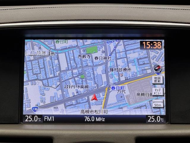 フーガ ２５０ＧＴ　Ａパッケージ　ＥＴＣ　クリアランスソナー　オートクルーズコントロール　衝突被害軽減システム　全周囲カメラ　ナビ　アルミホイール　ＬＥＤヘッドランプ　ＡＴ　スマートキー　電動格納ミラー　盗難防止システム　パワーシート（4枚目）