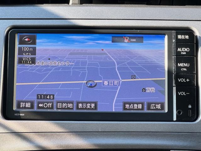 プリウス S バックカメラ ナビ TV アルミホイール オートライト HID CVT スマートキー 電動格納ミラー 盗難防止システム Bluetooth 記録簿 衝突安全ボディ ABS ESC エアコン(4枚目)