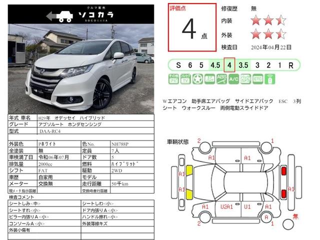 ハイブリッドアブソルート・ホンダセンシンアドバンスＰ　衝突軽減装置／車線逸脱防止装置／両側パワースライドドア／純正ナビ／フリップダウンモニター／フルセグＴＶ／全方位カメラ／ドラレコ／アダプティブクルーズ／ＨＤＭＩ端子／ＵＳＢ端子／スマートキーｘ２／ＥＴＣ(15枚目)