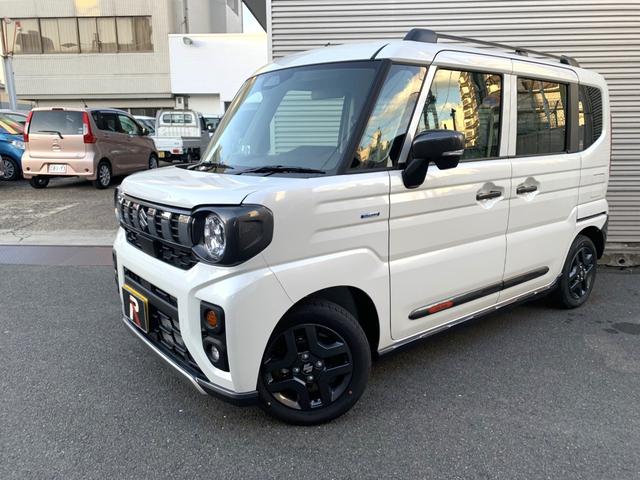 スペーシアギア ハイブリッドXZ 届出済未使用車 衝突被害軽減ブレーキ 両側パワースライド アダブディブクルコン ヘッドアップディスプレイ 電動パーキングブレーキ LEDヘッド 本革巻ステアリング パーキングセンサー 電格ドアミラー(4枚目)