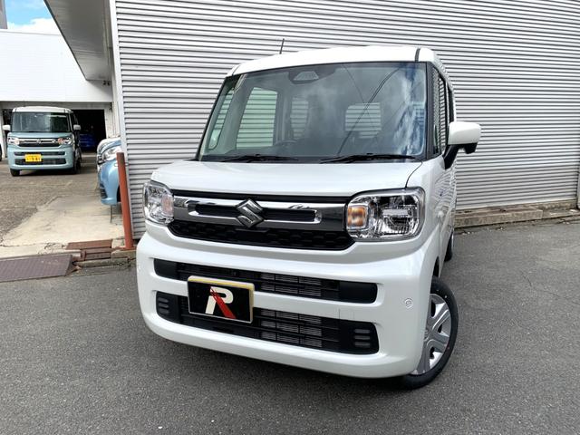 スペーシア ハイブリッドＸ　届出済未使用車　衝突被害軽減ブレーキ　全方位モニター付９インチ純正ナビ　電動パーキング　アダブディブクルーズコントロール　両側パワースライドドア　ＬＥＤヘッド　マルチユースフラップ　セーフティプラス付（2枚目）