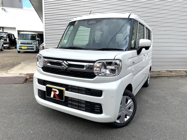 スペーシア ハイブリッドＸ　届出済未使用車　衝突被害軽減ブレーキ　全方位モニター付９インチ純正ナビ　電動パーキング　アダブディブクルーズコントロール　両側パワースライドドア　ＬＥＤヘッド　マルチユースフラップ　セーフティプラス付（3枚目）