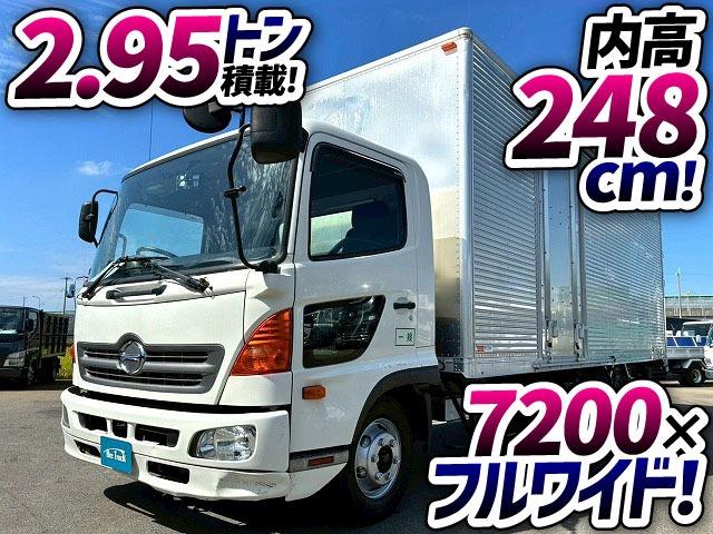 ヒノレンジャー 　Ｈ２９年式　日野　アルミバン　フルキャブ　ベッド付き　フルワイド　ロング　７２００　トランテックス　左サイド扉　ラッシング　２１０馬力　６速　ＭＴ　マニュアル　４ｔ　８ｔ　中型　ドライバン　箱車（2枚目）