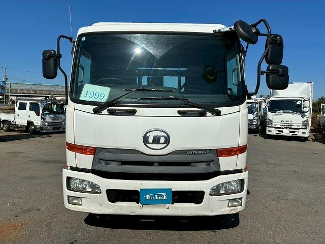 コンドル 車検整備付 令和8年7月 H24年式 UDトラックス 増トン脱着装置付コンテナ専用車 アームロール 新明和工業 ツインホイスト リアジャッキ付き フルキャブ ベッド付き 6速 MT マニュアル 7t(10枚目)