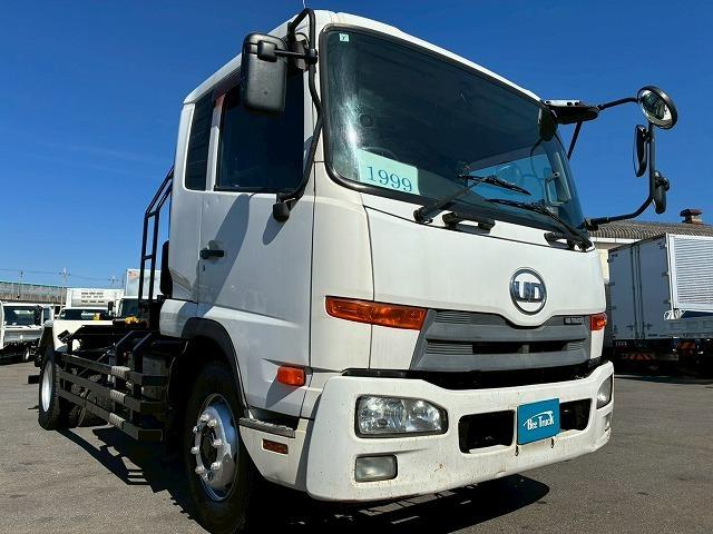 コンドル 車検整備付 令和8年7月 H24年式 UDトラックス 増トン脱着装置付コンテナ専用車 アームロール 新明和工業 ツインホイスト リアジャッキ付き フルキャブ ベッド付き 6速 MT マニュアル 7t(11枚目)