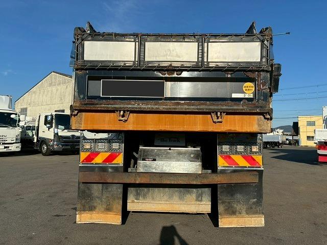 クオン ナンバー付き H25年式 UDトラックス ダンプ 6×4 3軸2デフ リーフサスペンション 新明和工業 510 220 額縁アオリ 410馬力 Hi/Lo MT マニュアル 鳥居 ハチマキ スリット(17枚目)