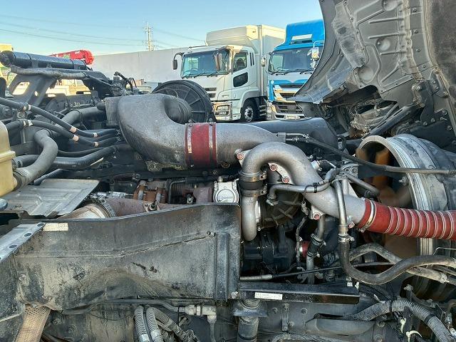 クオン ナンバー付き H25年式 UDトラックス ダンプ 6×4 3軸2デフ リーフサスペンション 新明和工業 510 220 額縁アオリ 410馬力 Hi/Lo MT マニュアル 鳥居 ハチマキ スリット(56枚目)