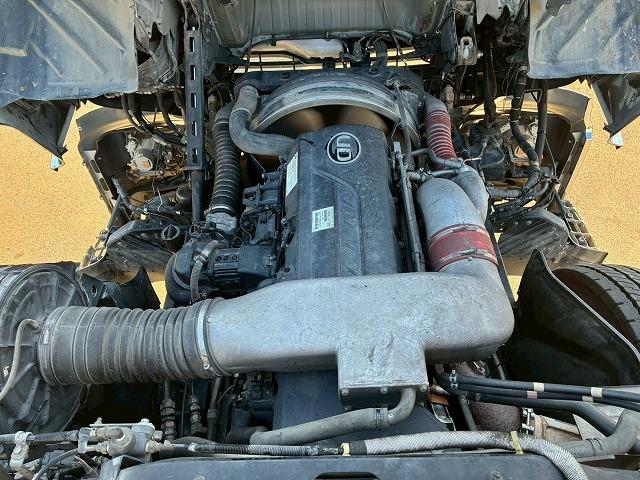 クオン ナンバー付き H25年式 UDトラックス ダンプ 6×4 3軸2デフ リーフサスペンション 新明和工業 510 220 額縁アオリ 410馬力 Hi/Lo MT マニュアル 鳥居 ハチマキ スリット(57枚目)