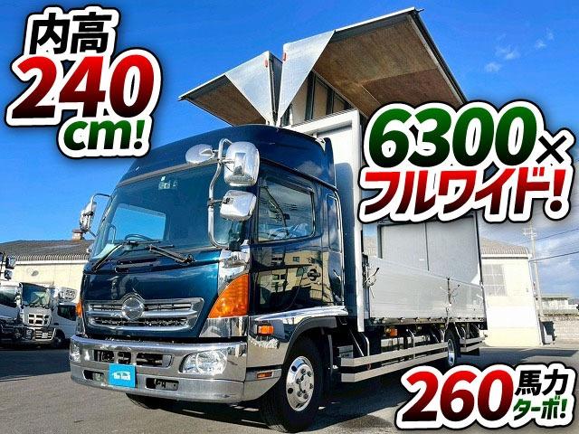 ヒノレンジャー 　Ｈ２４年式　日野　　アルミウイング　ハイルーフ　６３００　フルワイド　フルキャブ　ベッド付き　トランテックス　２６０馬力　６速　ＭＴ　マニュアル　４ｔ　８ｔ　中型　バン　箱車（2枚目）