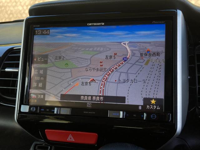 N-BOXカスタム G SSパッケージ ユーザー買取車 禁煙 社外8インチナビ バックカメラ ドラレコ 衝突軽減ブレーキ HIDヘッドライト 両側パワースライドドア シートヒーター フルセグ ETC レーダー探知機 純正14インチアルミ(9枚目)