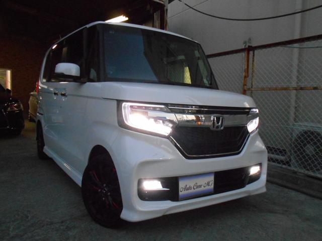 N-BOXカスタム G・Lホンダセンシング カロッツェリアナビTV リアモニター LEDヘッドライト lEDフォグ 外16AW 両側パワスラ 黒レザー調シートカバー 前後ドラレコ ETC バックカメラ リアサイドブラインド 室内LED灯(63枚目)
